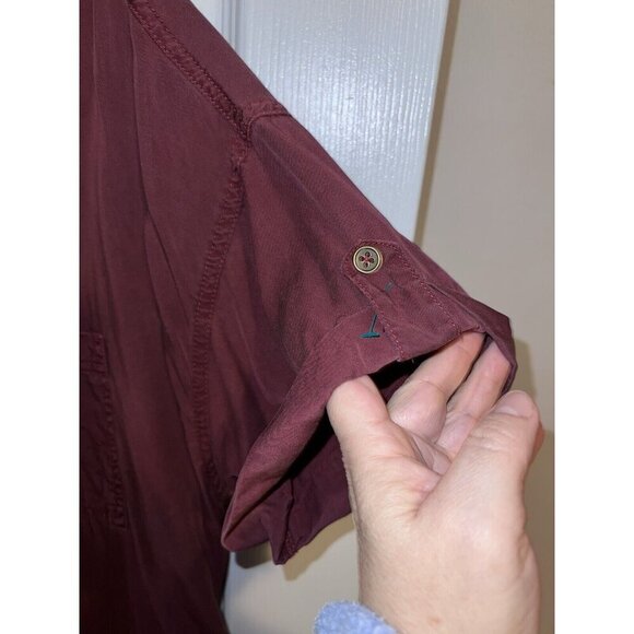 UNIVERSAL THREAD Burgundy Lyocell Short Sleeve V-Neck Shirt Dress Sz XL - Picture 6 of 13